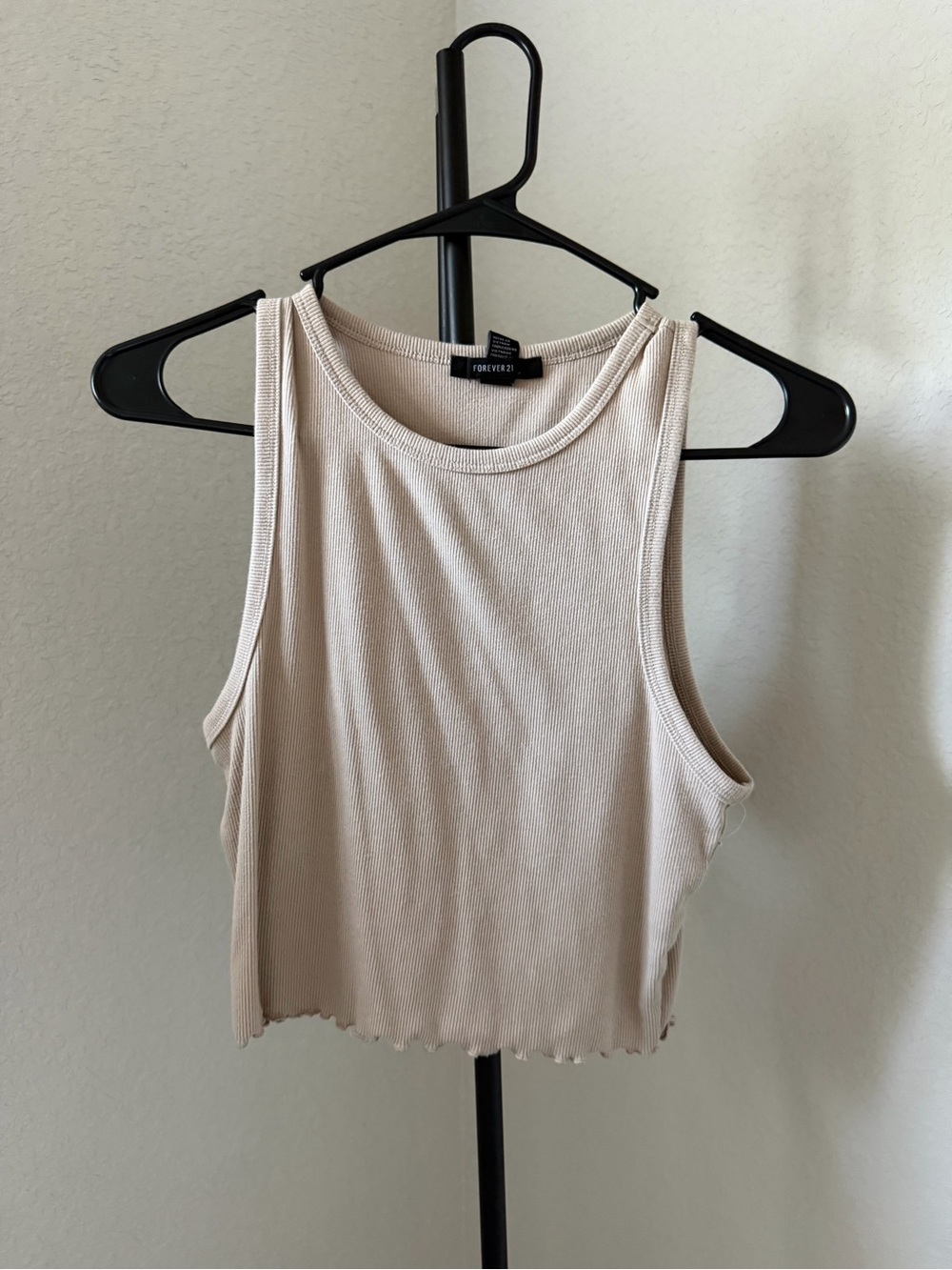 Forever 21 Beige Ribbed Crop Tank